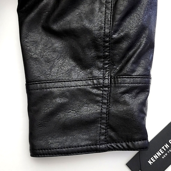 Kenneth Cole New York Men's Black Faux Leather Jacket Faux Sherpa Trim Sz Large - Picture 7 of 16